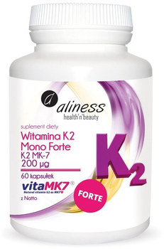 Харчова добавка Aliness Вітамін K2 MK-7 Mono Forte 200 мкг 60 капсул (5902596935016)