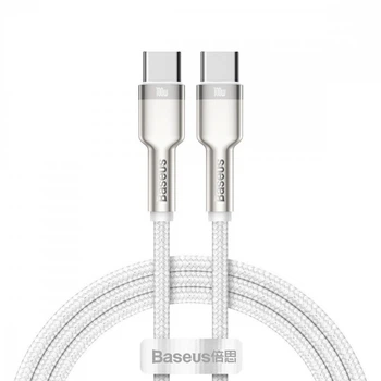 Кабель Baseus Cafule Metal Type-C to Type-C 100W (1m) white CATJK-C02