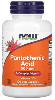 Пантотенова кислота Now Foods 500 мг 100 капсул (0733739004864)