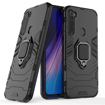 Чехол Iron Ring для Xiaomi Redmi Note 8T противоударный бампер с подставкой кольцом Black