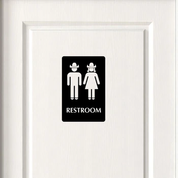 Наклейка на дверь туалета WC "Restroom" 13х19 см Черная (010)