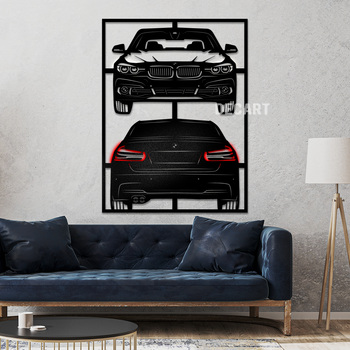 Картина на стену в стиле лофт. Деревянное панно на подарок Decart BMW 330 f30 120х90 см (без подсветки)