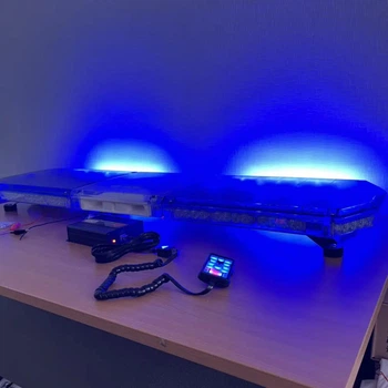 Плоская мигалка с СГП 150W LED 121 см синяя 4 стороны для крыши авто, 12V