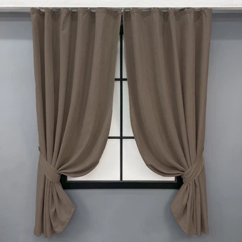 Комплект коротких штор VR-Textil Мікровелюр Petek YL № 1802ш Коричневий 130х170 см 2 шт (35-0384)