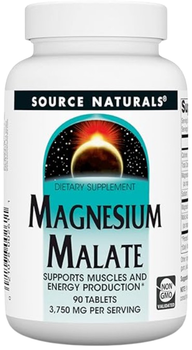Магній Малат із яблучною кислотою Source Naturals Magnesium Malate 1250 мг 90 таб