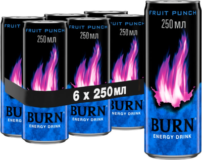 Упаковка енергетичного напою Burn Fruit Punch 0.25 л х 6 банок (5060895744156)