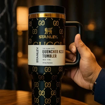 Термос термокружка Stanley Quencher H2.0 Tumbler 1,18 л Navy Black Monogram