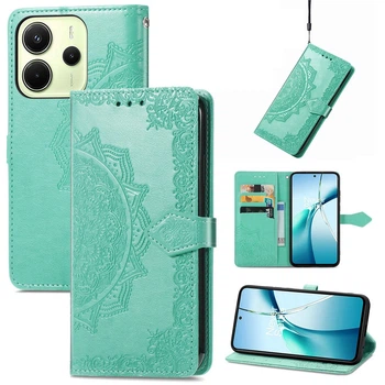 Чехол Vintage для Xiaomi Redmi Note 14 4G EU Version книжка кожа PU с визитницей бирюзовый
