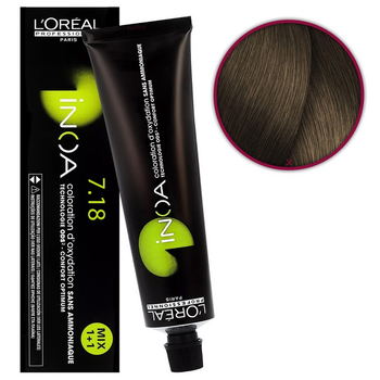 Farba do włosów L’Oreal Professionnel Paris Inoa bez amoniaku 7.18 60 g (3474637128272/3474637128258)