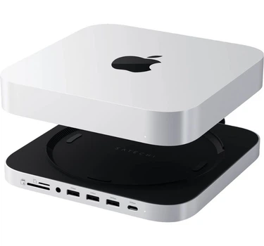 Док-станція Satechi Mac Mini M4 Stand & Hub with SSD Enclosure Silver (ST-GNMMES)