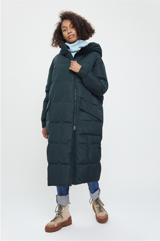 Длинный женский пуховик oversize Finn Flare W20-12004-524 зеленый S