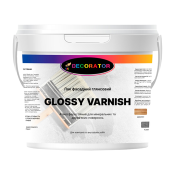 Лак глянцевый для наружных и внутренних работ ТМ DECORATOR GLOSSY VARNISH 1л
