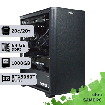 Игровой компьютер GamePC Ultra #517 Core Ultra 7 265KF / 64GB / HDD 4TB / SSD 1TB / GeForce RTX 5060Ti 16GB геймерский системный блок для киберспорта и стриминга