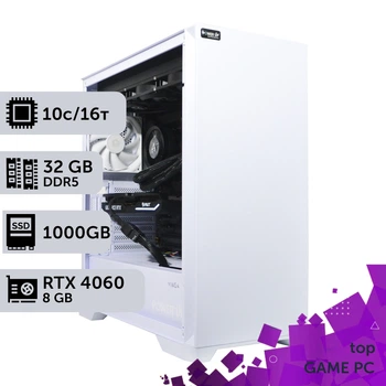 Ігровий комп'ютер GamePC TOP #455 Core i5 14400F / 32 GB / SSD 1TB / GeForce RTX 4060 8GB геймерський системний блок для кіберспорту та стрімінгу