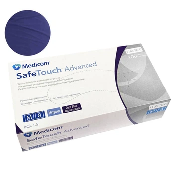 Перчатки нитриловые текстурированные фиолетовые M-size Medicom SafeTouch Advanced Cool Blue, 100шт/уп, 1105TG-С