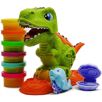 Детский набор для лепки Play Toy «Динозавр» 6 баночек пластилина и фигурка с подставкой
