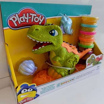 Набор для лепки Play Toy динозавр 6 баночек пластилина и фигурка с подставкой для детей