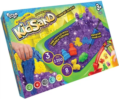 Дитячий набір для ліплення Kidsand Danko Toys – кінетичний пісок 1200 г, пісочниця, формочки