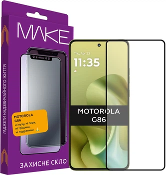 Защитное стекло MAKE для смартфона Motorola G86 Black (MGF-MG86)