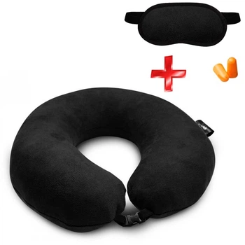 Подушка Coverbag для подорожей чорна + маска для сну