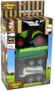 Набір іграшок LEAN Toys Трактор з причепом і цистерною, зі звуком і світлодіодами 15221 (5905515356060)
