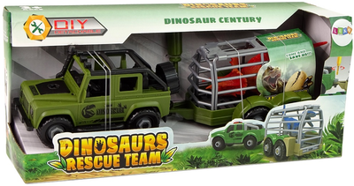 Zestaw zabawek LEAN Toys Dinozaur Auto terenowe transporter do rozkręcania DIY z dinozaurem i akcesoriami Zielony 12956 (5905323211322)