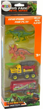 Набір іграшок LEAN Toys Динозаври Автомобіль з ракетою і причепом з динозаврами Жовтий 15952 (5905679074985)