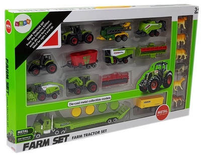 Набір іграшок LEAN Toys Сільськогосподарські транспортні засоби з причепами + Фігурки тварин 6869 (5904665997093)