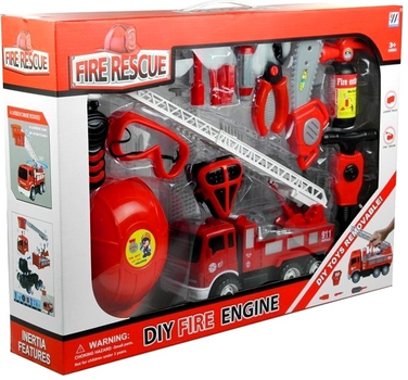 Набір іграшок LEAN Toys Пожежник з машиною та аксесуарами 14 шт. 3589 (5902808156895)