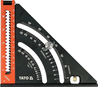 Kątownik aluminiowy YATO ze stosem 140 mm 90° 45° 45° l= 210/290 mm z kątomierzem YT-70783 (5906083078071)