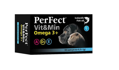 Перфект Омега-3 витамины для собак и кошек, капсулы 0,5 г, 50 шт