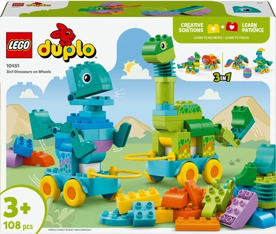 Конструктор LEGO DUPLO Town Динозаври на колесах 3в1 108 деталей (10451)