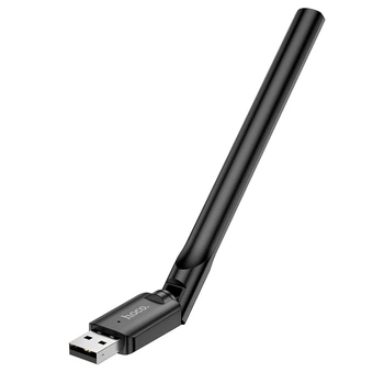 Бездротовий WiFi Адаптер HOCO HI32 WiFi4 external antenna wireless network card 2.4GHz 150Mbps Black