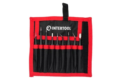 Набор пинцетов радиотехнических Intertool 120-140мм в чехле (9шт) (NT-6002)