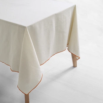 Скатертина Lotus Home 151500 150х220 см Бавовна Бежевий з помаранчевим
