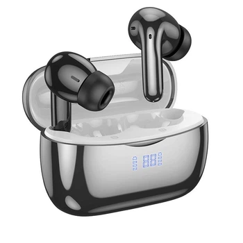 Бездротові Bluetooth навушники Hoco EQ16 Shine |TWS навушники, Bluetooth 5.3, 40/320mAh, USB Type-C, цифровий LED-дисплей, до 7 годин роботи, вбудований мікрофон, швидка зарядка, сенсорне керування, активне шумозаглушення ANC+ENC| Чорний