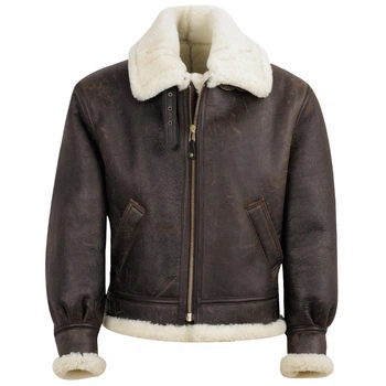 Куртка авіаційна US WINGS B-3 Shearling Bomber Jacket чоловіча коричнева