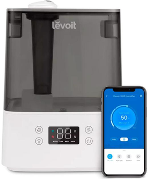 Зволожувач повітря Levoit Classic 300S Grey з дистанційним керуванням, ультразвуковий, до 50 м²