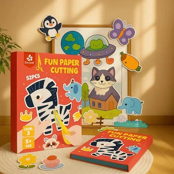 Альбом для аплікації, книга з шаблонами для вирізання з паперу для дітей, для дрібної моторики рук. Рівень 3