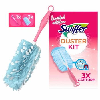 Щетка магнит для сбора пыли Swiffer duster Kit пипидастр с 3-мя сменными насадками (розовая)
