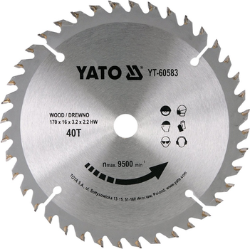 Tarcza widiowa do drewna YATO 170 x 40 x 16 mm (YT-60583)  