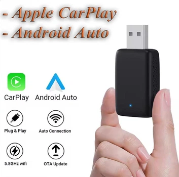 Адаптер бездротовий для Apple CarPlay та Android Auto 2in1 USB WIFI5 Bluetooth 5.0 з OTG перехідником