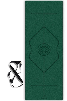 Премиальный коврик для йоги каучуковий Lita Comfort PU+coconut Marking Emerald Yoga mat зеленый 183х68х0,5 см