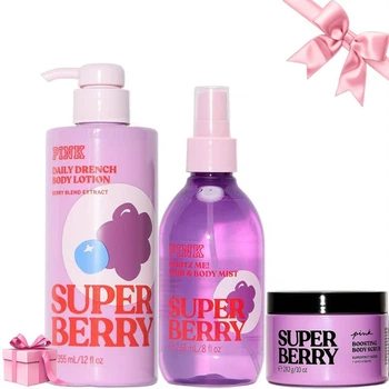 Набір Victoria's Secret & Pink SUPER BERRY Hair & Body Mist + Lotion + Scrub (457/461/114)