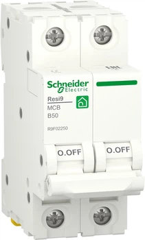 Автоматичний вимикач 2-полюсний Schneider Electric RESI9 2P 50A B 6 kA R9F02250