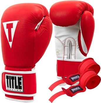Боксерские перчатки TITLE Boxing Pro Style Leather Gloves3.0 Red/White 12 oz (бинты 4м. в комплекте) (TVVTG3 12 RD/WH)