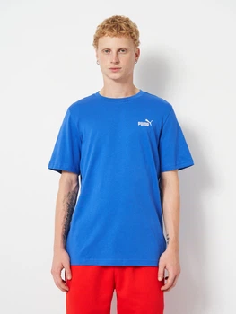 Футболка бавовняна довга чоловіча Puma Essentials Graphics 68471713 S Mountain Blue (4069157688062)