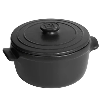 Каструля з кришкою керамічна Emile Henry Solo Mini 600 мл чорний 068407 (08701340)