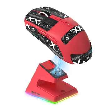 Игровая мышь ATTACK SHARK X6 Three Modes Gaming c RGB заряжающей станцией (Red)