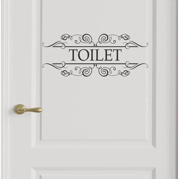 Наклейка на двері туалету/ванної Toilet, Чорний